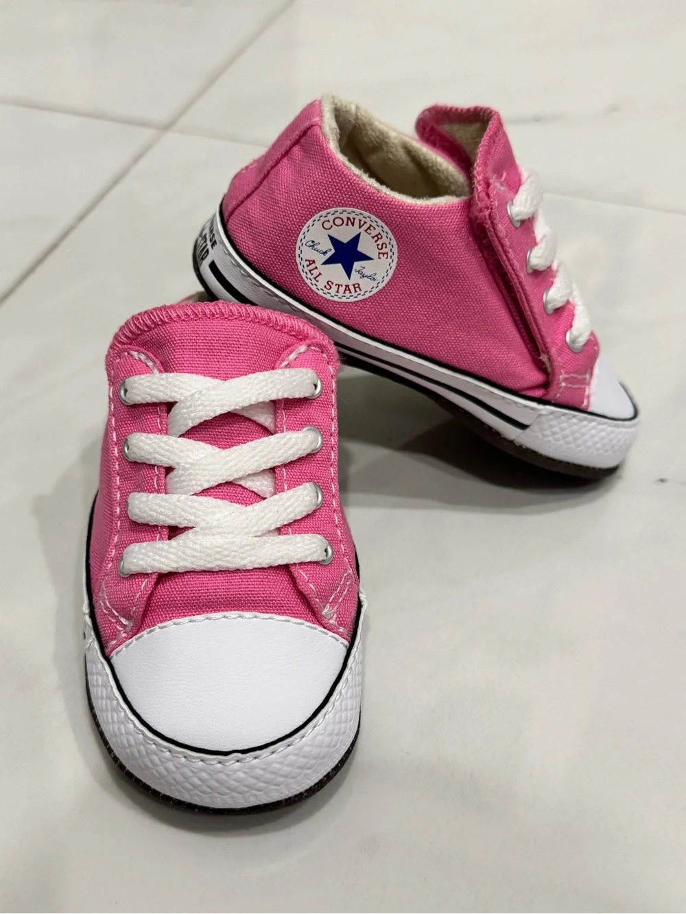 Converse Kids Pink Canvas Sneakers with White Accents